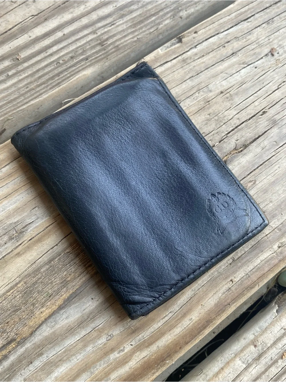 DIOR Vintage Black Leather Wallet with Embossed Monogram!